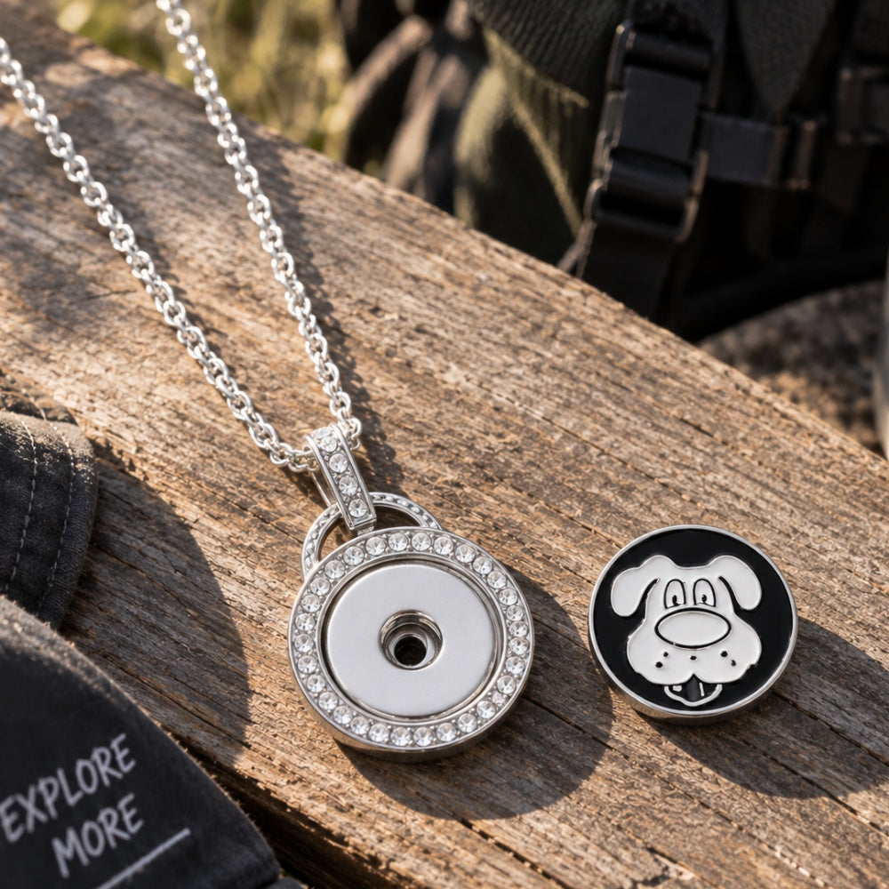 18mm Rhinestone Halo Snap Charm | Interchangeable Necklace Pendant