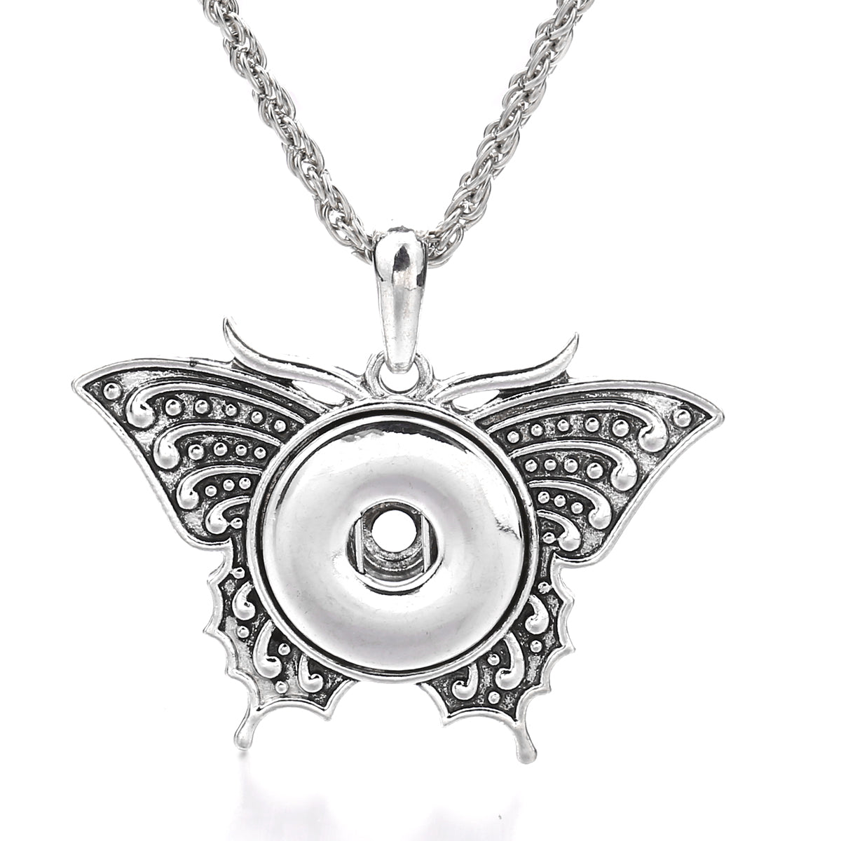 18mm Vintage Butterfly Snap Charm | Rhinestone Interchangeable Necklace