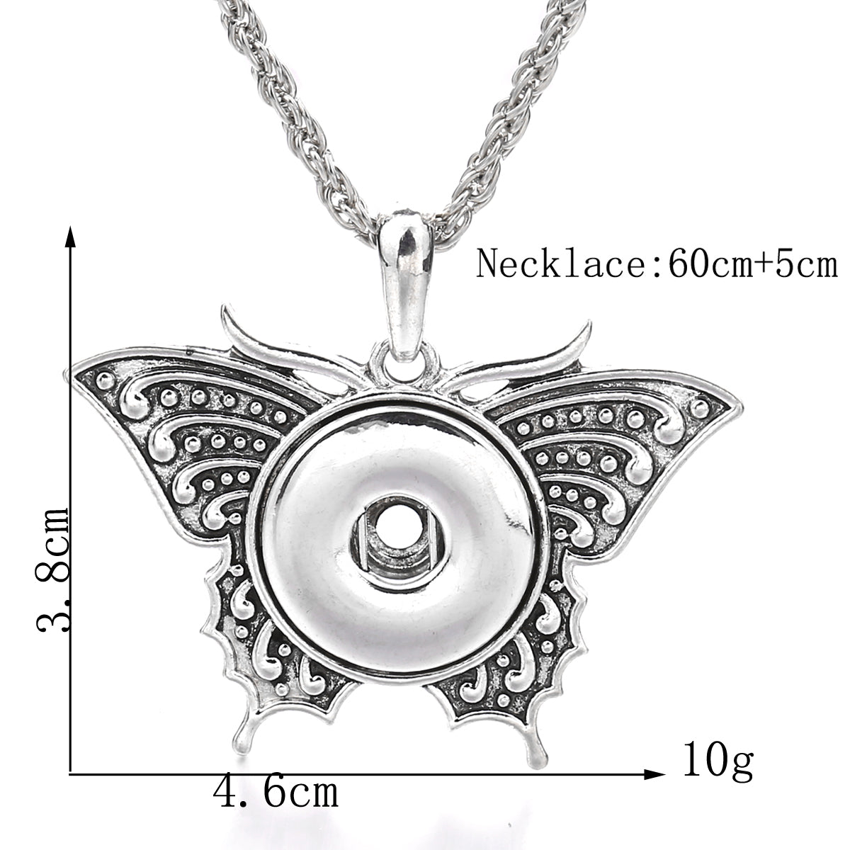 18mm Vintage Butterfly Snap Charm | Rhinestone Interchangeable Necklace