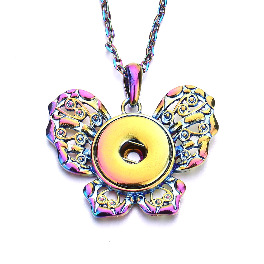 18mm Iridescent Butterfly Snap Charm | Vintage Filigree Interchangeable Necklace