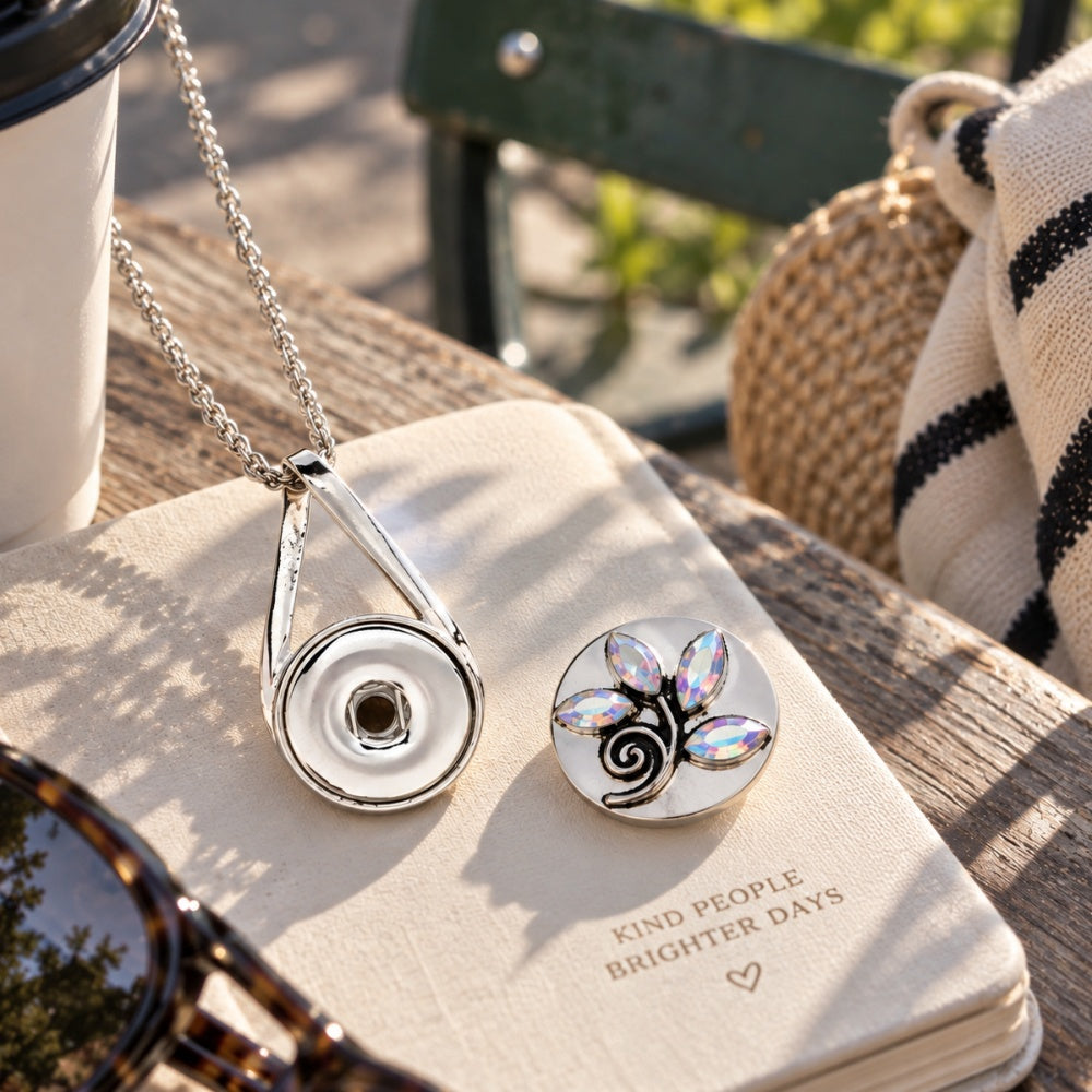 18mm Teardrop Openwork Snap Charm | Geometric Interchangeable Necklace