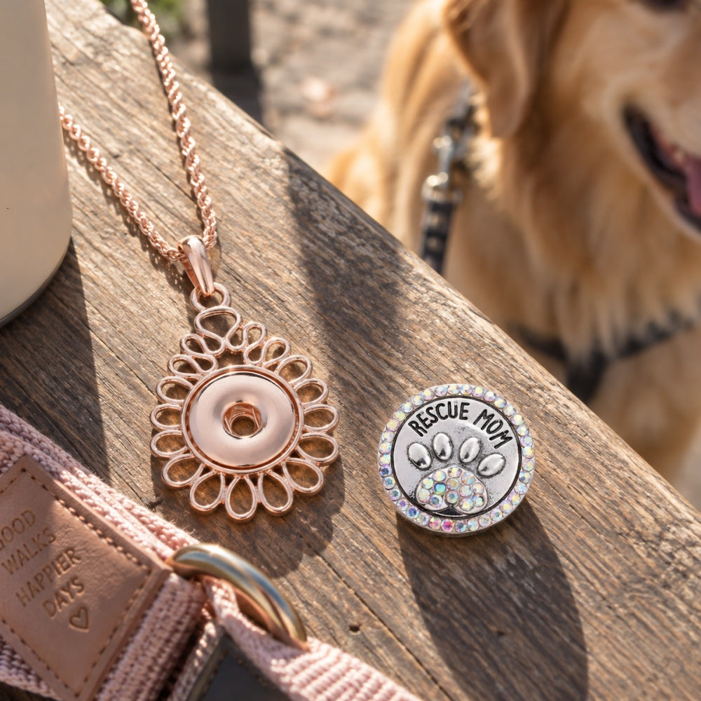 18mm Teardrop Openwork Snap Charm | Interchangeable Floral Necklace