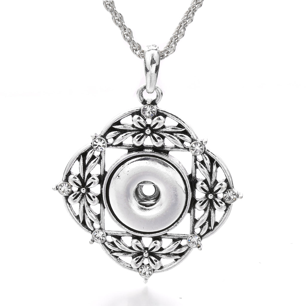 18mm Four-Petal Floral Snap Charm | Vintage Openwork Interchangeable Necklace