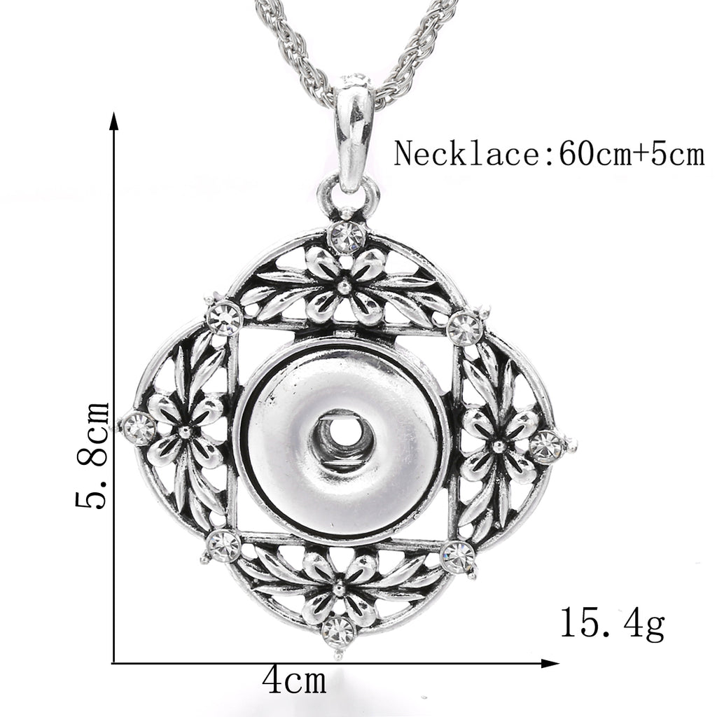 18mm Four-Petal Floral Snap Charm | Vintage Openwork Interchangeable Necklace