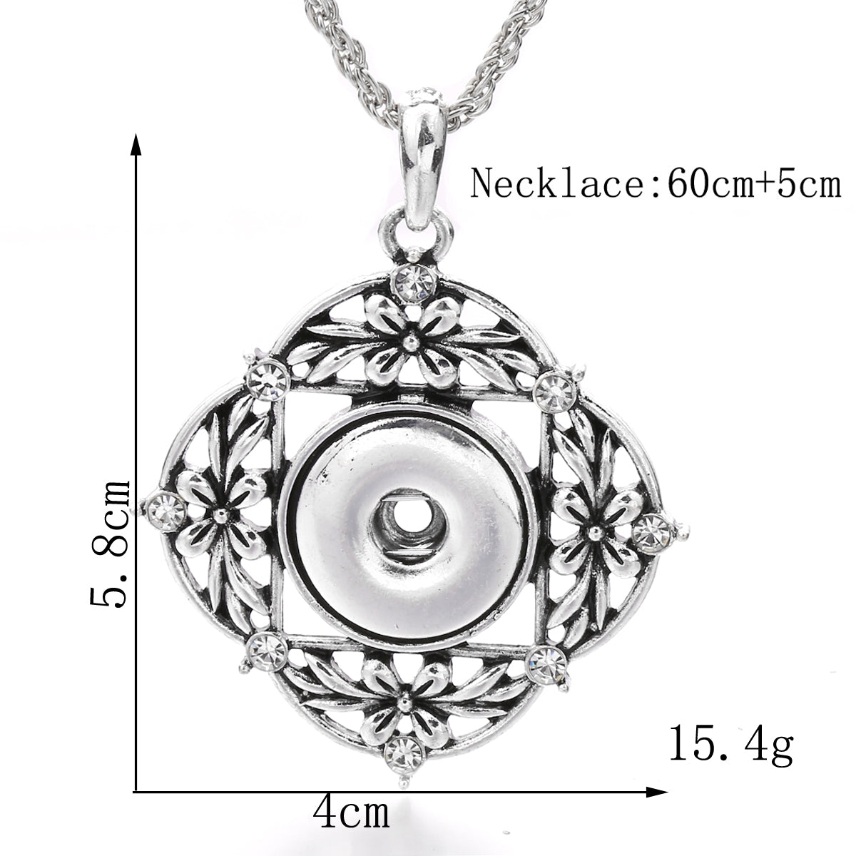 18mm Four-Petal Floral Snap Charm | Vintage Openwork Interchangeable Necklace