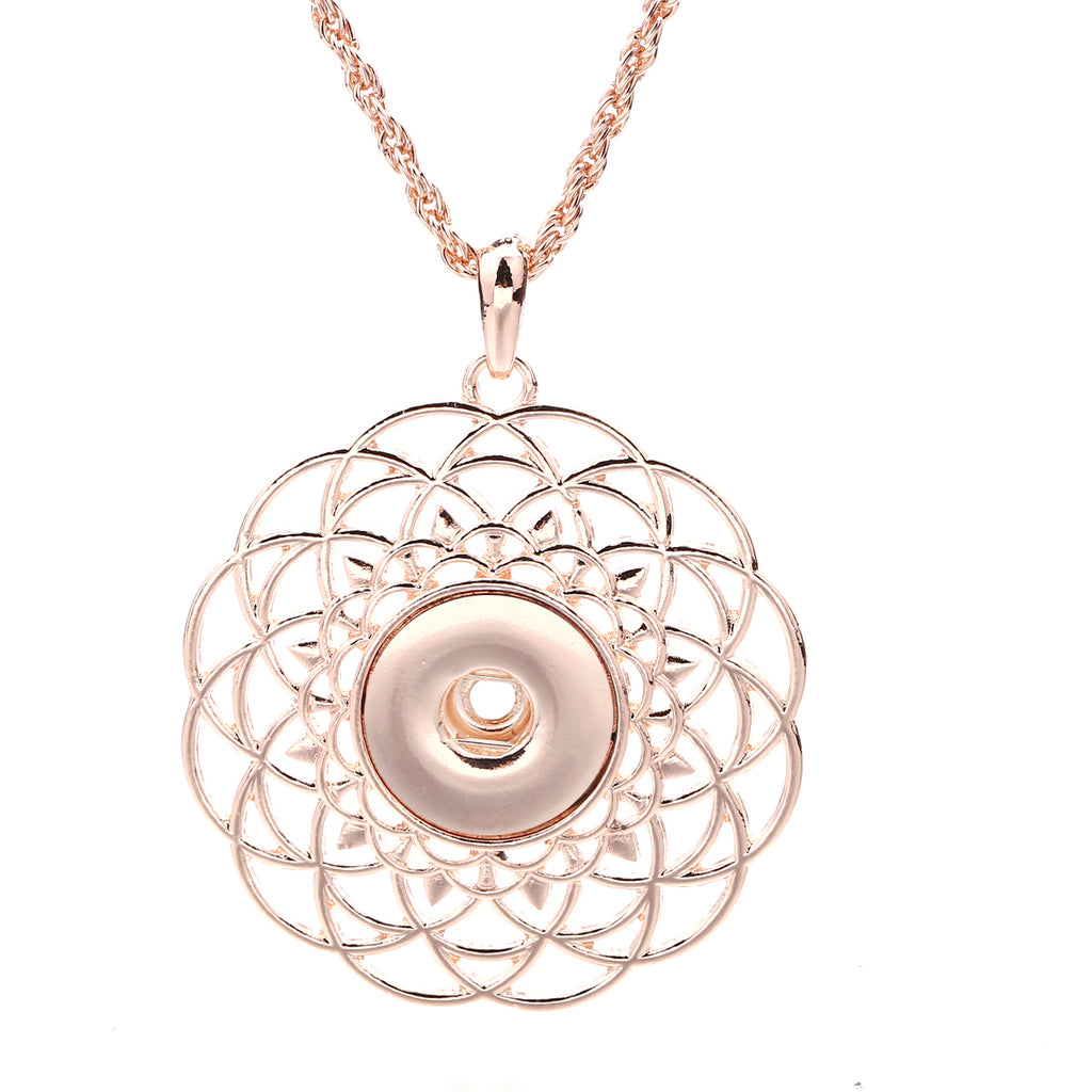 18mm Layered Petal Snap Charm | Interchangeable Floral Necklace Pendant