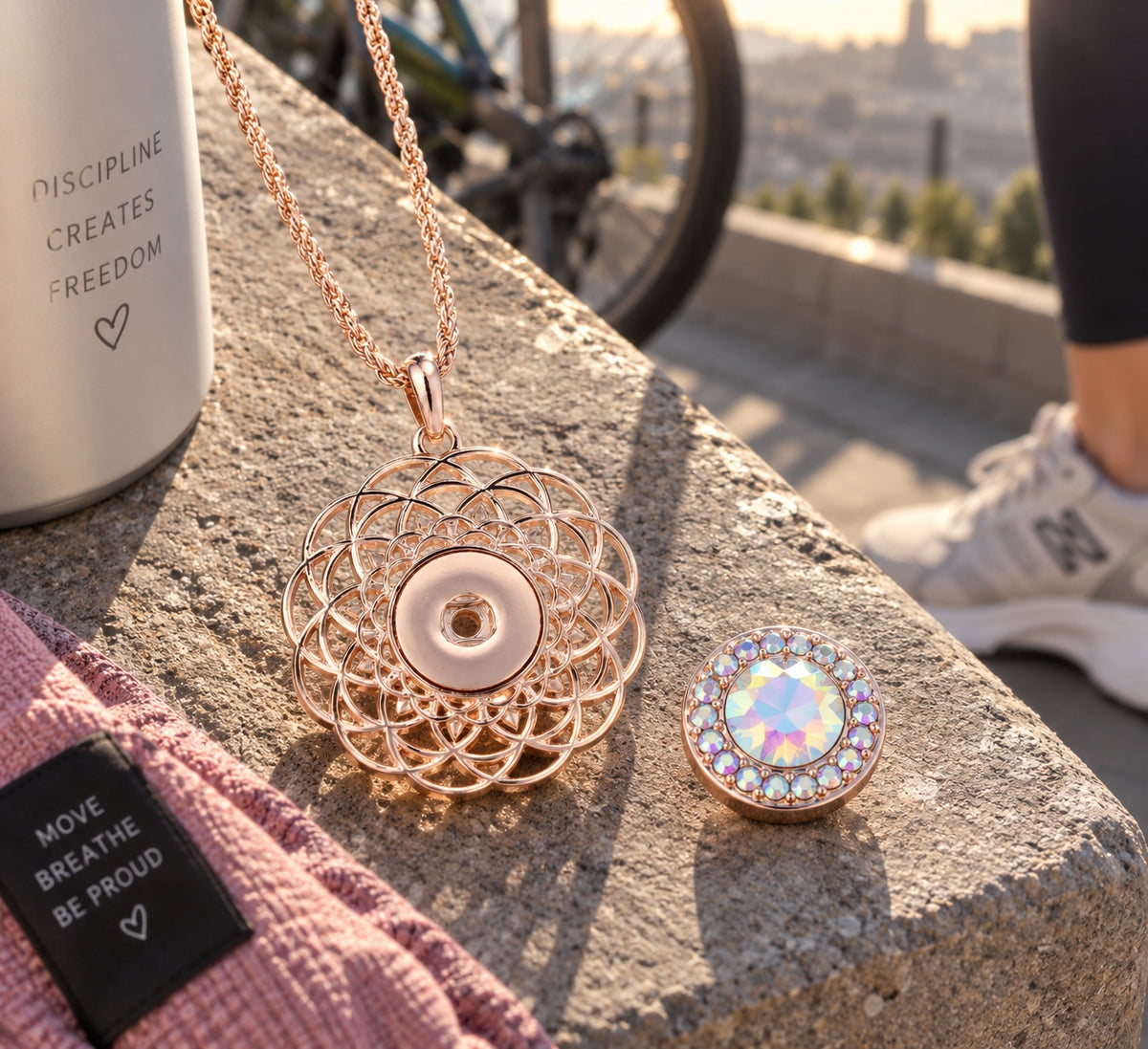 18mm Layered Petal Snap Charm | Interchangeable Floral Necklace Pendant