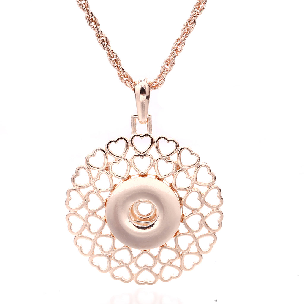 18mm Heart Lace Snap Charm | Interchangeable Openwork Floral Pendant