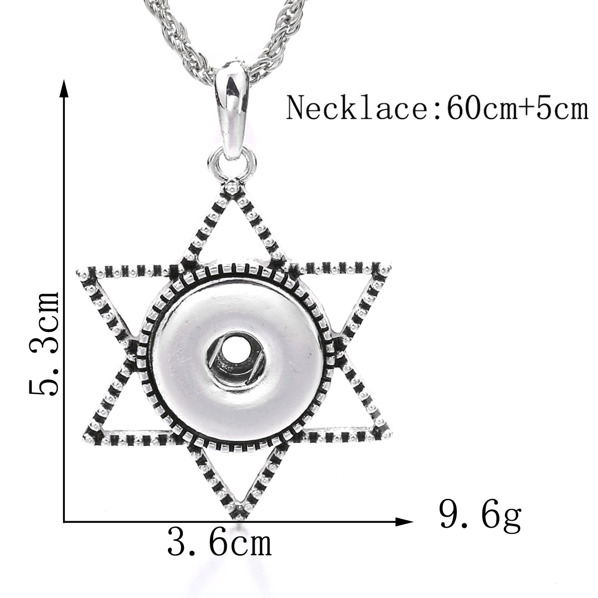 18mm Six-Pointed Star Snap Charm | Interchangeable Rhinestone Pendant