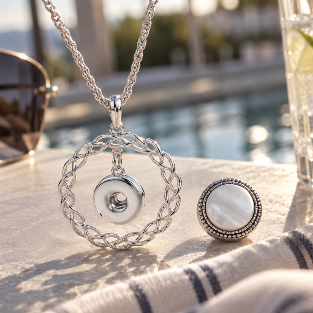 18mm Braided Circle Snap Charm | Interchangeable Pendant