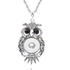 18mm Vintage Owl Snap Charm | Black-Eyed Rhinestone Pendant