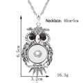 18mm Vintage Owl Snap Charm | Black-Eyed Rhinestone Pendant