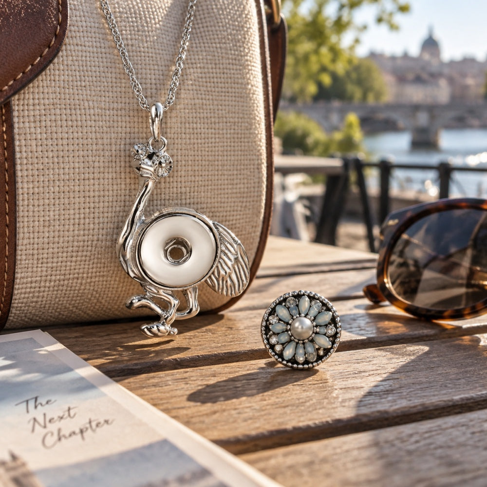 18mm Elegant Swan Snap Charm | Winged Interchangeable Jewelry