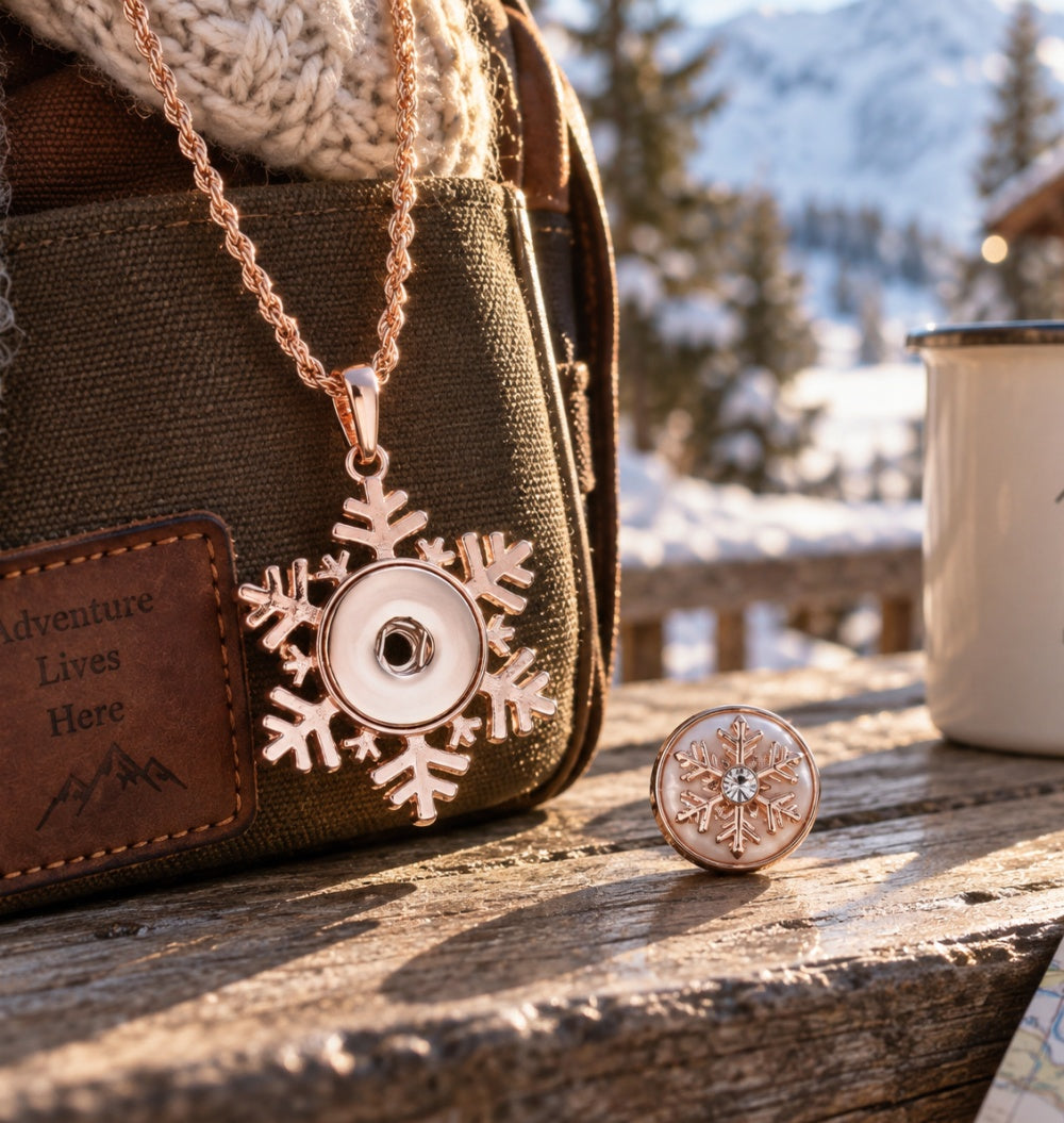 18mm Snowflake Snap Charm | Interchangeable Winter Jewelry
