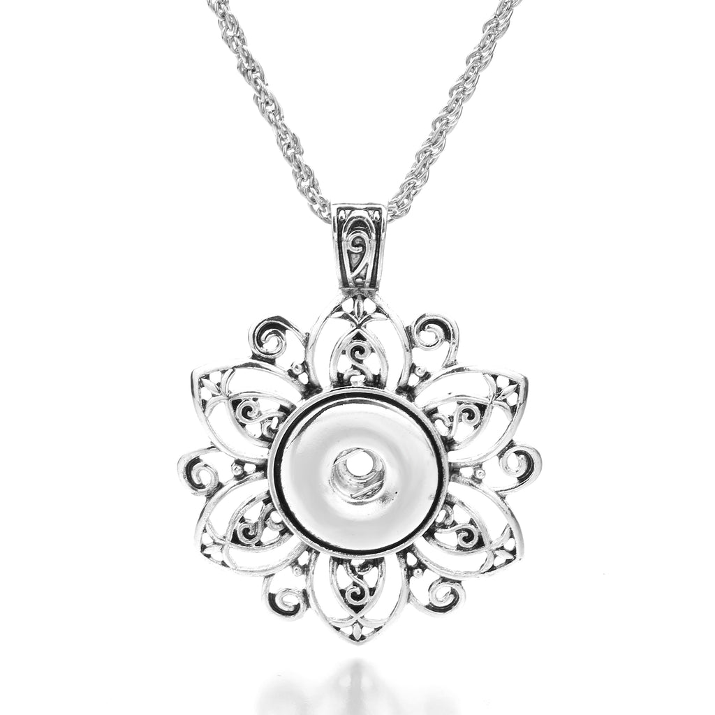 18mm Ornate Filigree Flower Snap Charm | Interchangeable Jewelry