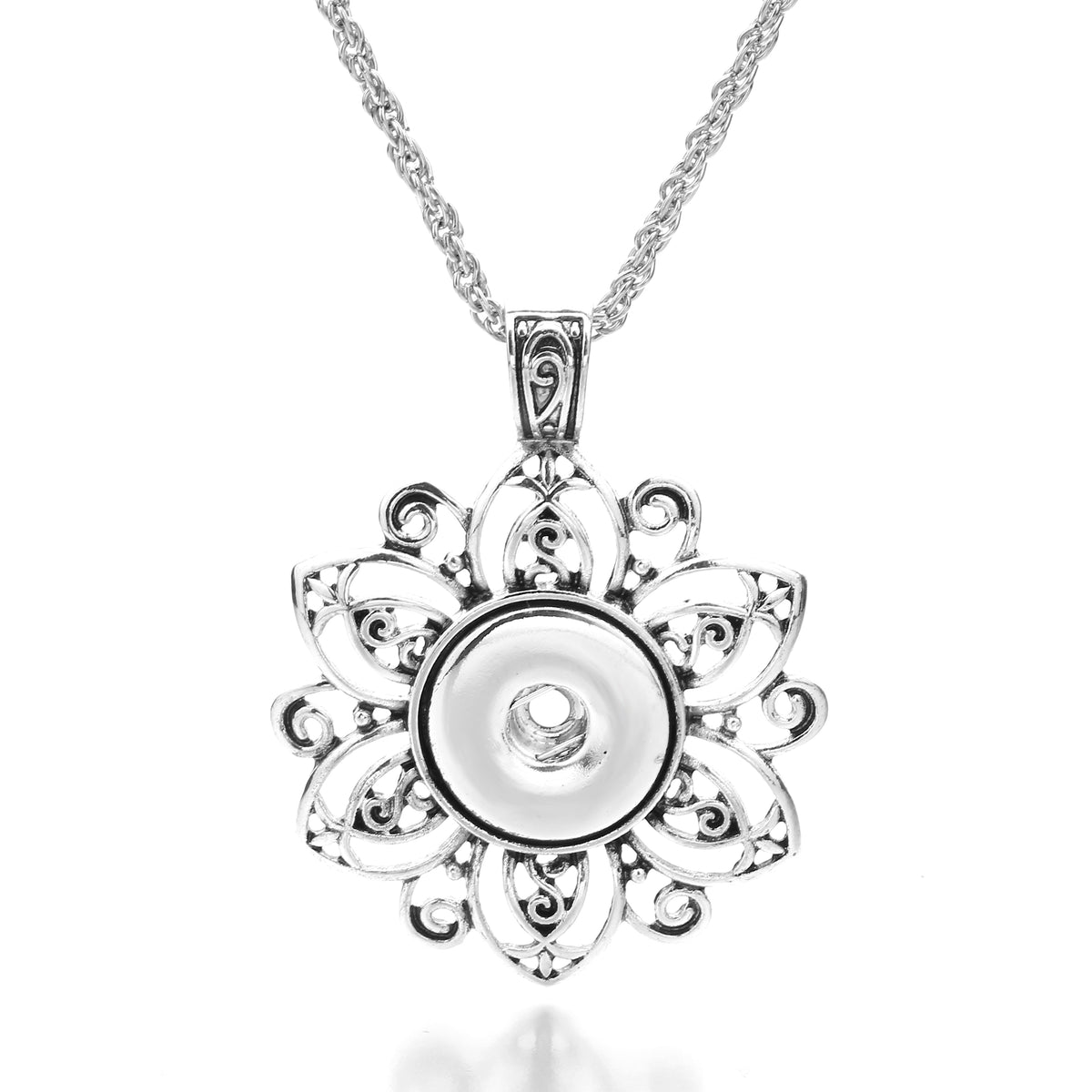 18mm Ornate Filigree Flower Snap Charm | Interchangeable Jewelry