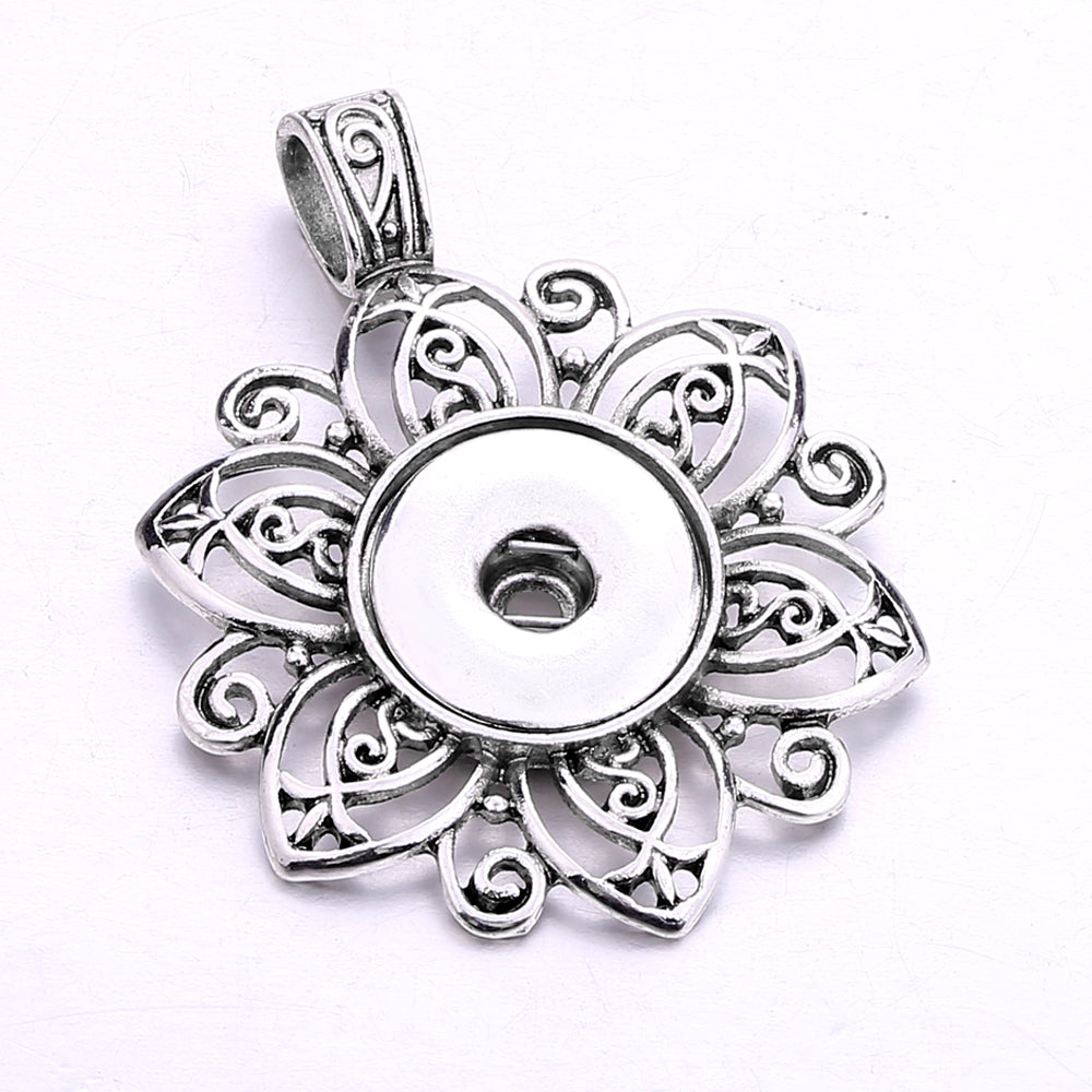 18mm Ornate Filigree Flower Snap Charm | Interchangeable Jewelry