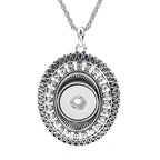 18mm Oval Rhinestone Interchangeable Snap Charm Necklace