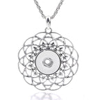 18mm Layered Petal Rhinestone Snap Charm Necklace