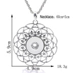 18mm Layered Petal Rhinestone Snap Charm Necklace