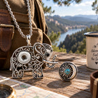 18mm Elephant Filigree Snap Charm Necklace