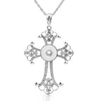 18mm Floral Cross Snap Charm Necklace