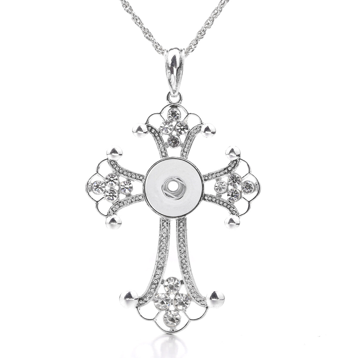 18mm Floral Cross Snap Charm Necklace