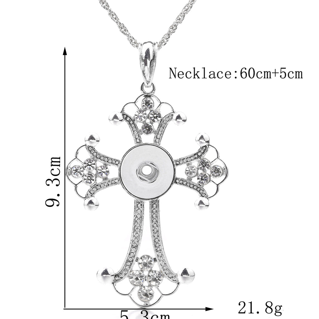 18mm Floral Cross Snap Charm Necklace