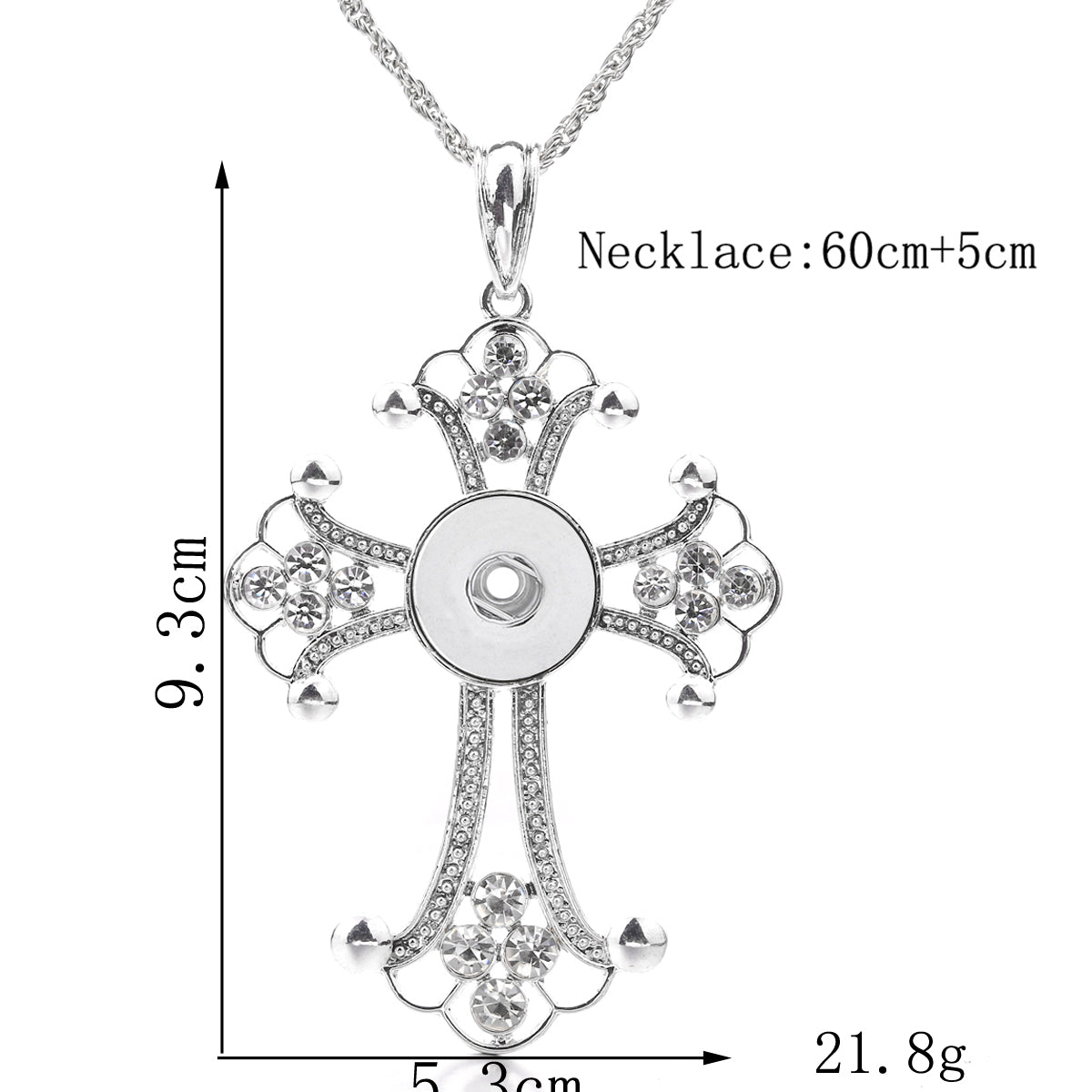 18mm Floral Cross Snap Charm Necklace