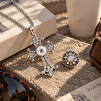 18mm Floral Cross Snap Charm Necklace