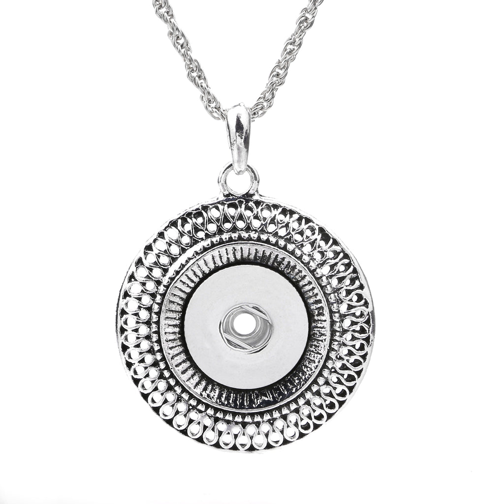 18mm Round Filigree Snap Charm Necklace