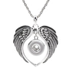 18mm Winged Heart Interchangeable Snap Charm Necklace