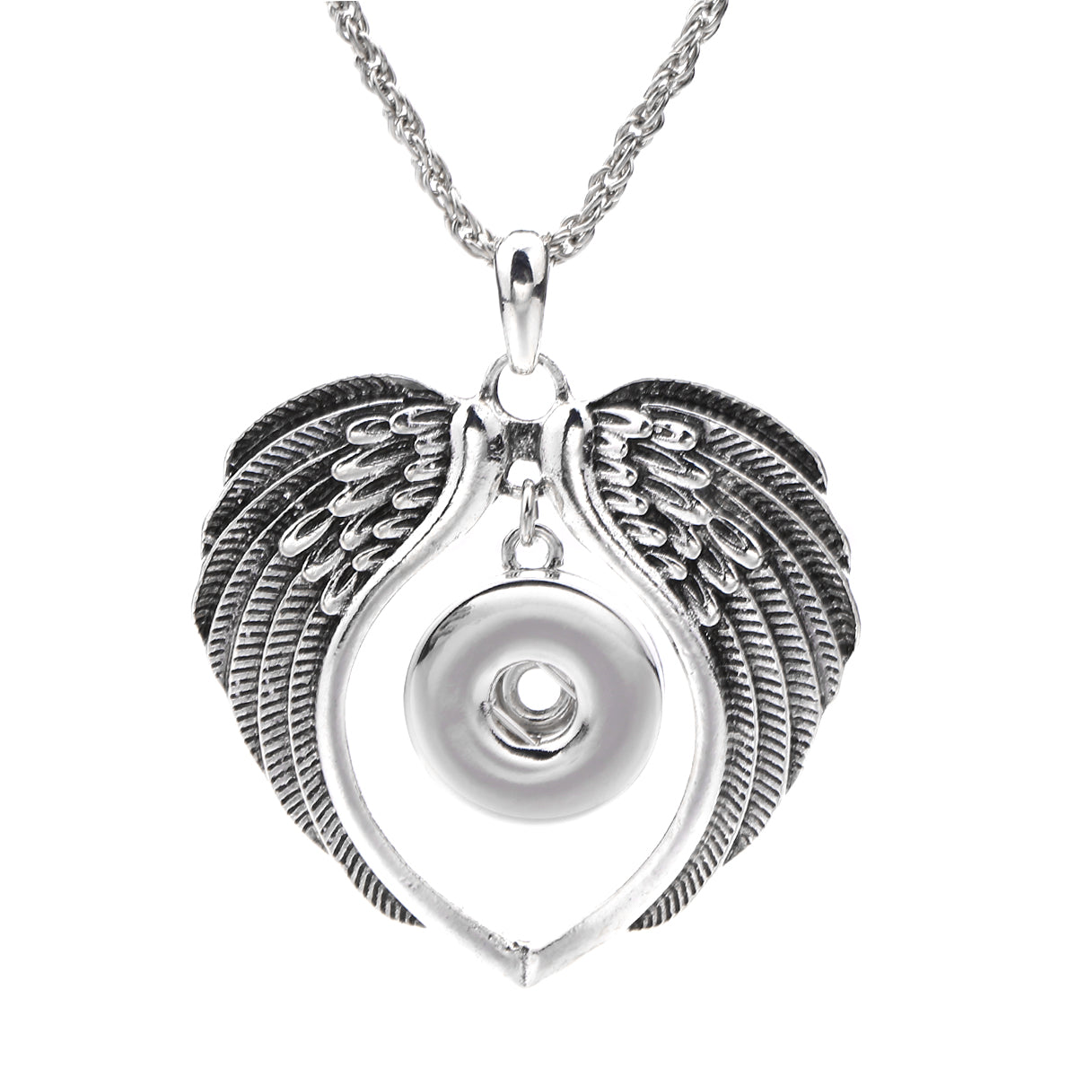 18mm Winged Heart Interchangeable Snap Charm Necklace
