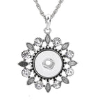 18mm Floral Leaf Rhinestone Interchangeable Snap Charm Necklace