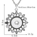 18mm Floral Leaf Rhinestone Interchangeable Snap Charm Necklace