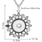 18mm Floral Leaf Rhinestone Interchangeable Snap Charm Necklace