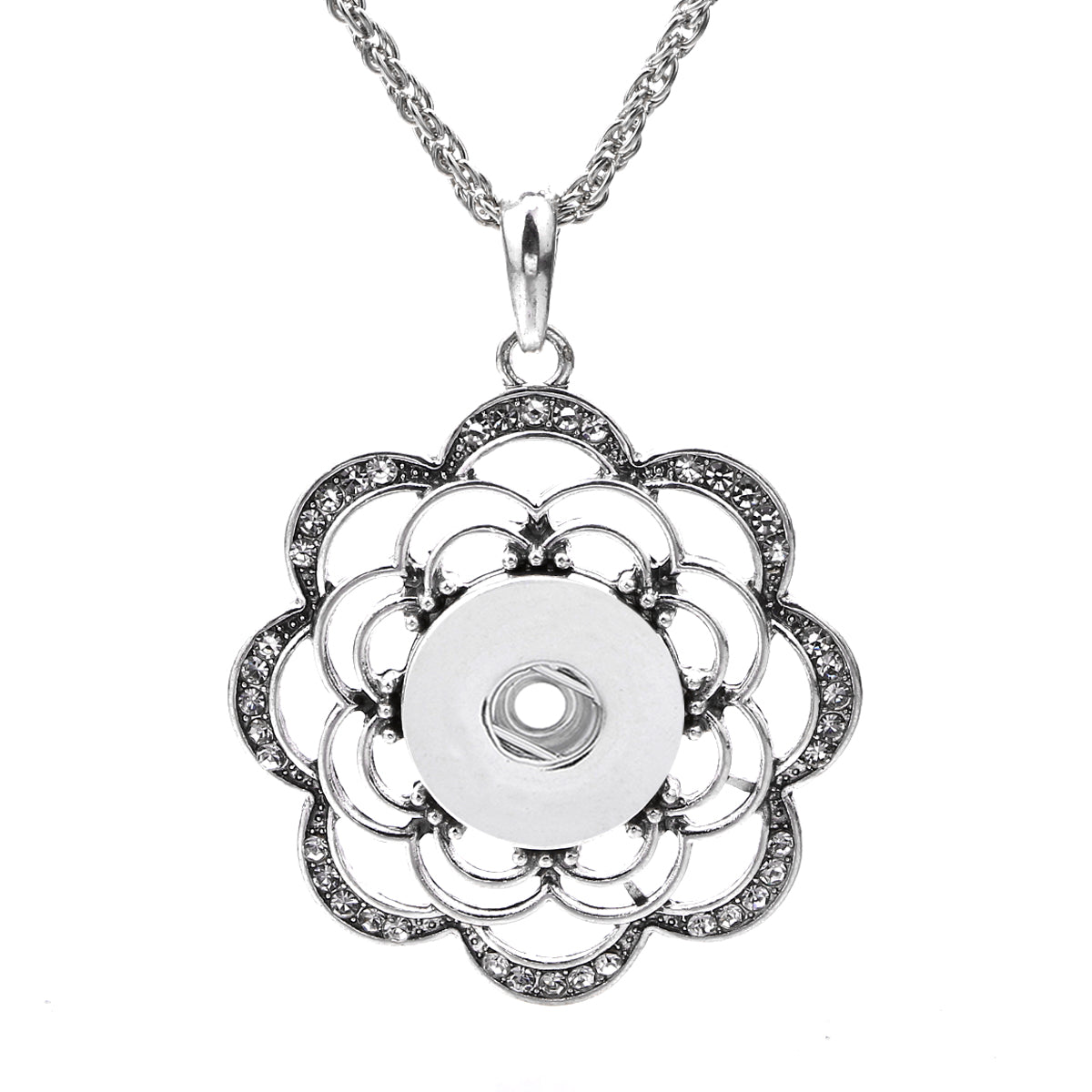 18mm Floral Rhinestone Snap Charm | Interchangeable DIY Necklace