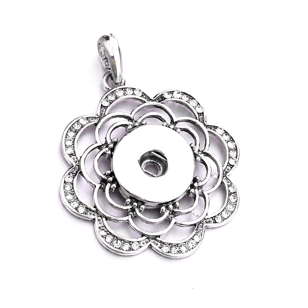 18mm Floral Rhinestone Snap Charm | Interchangeable DIY Necklace