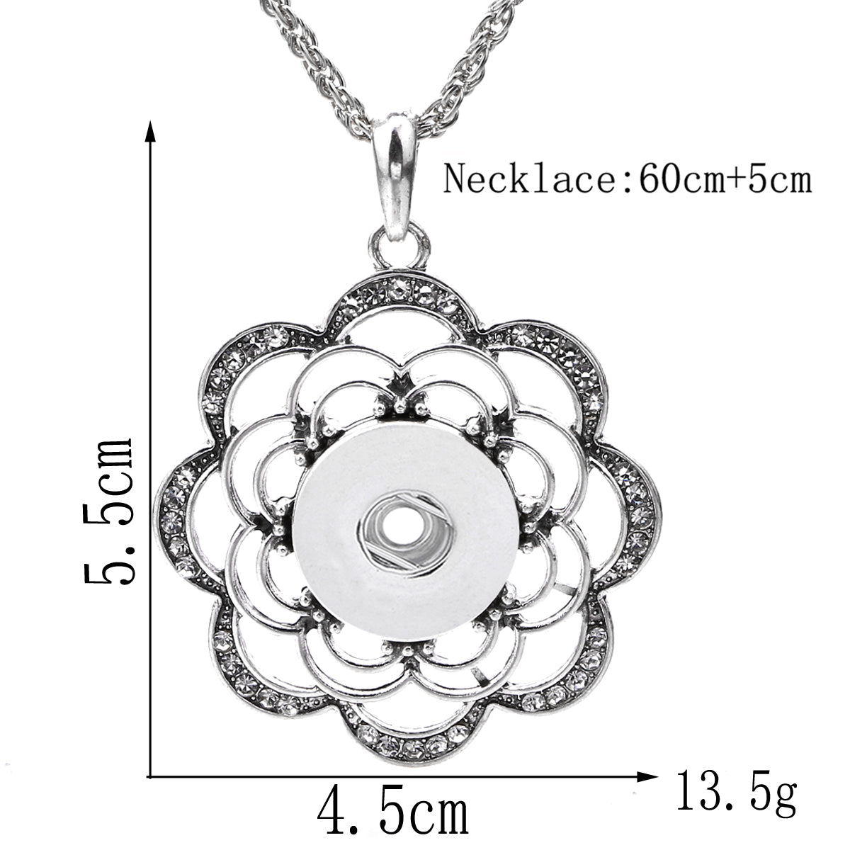 18mm Floral Rhinestone Snap Charm | Interchangeable DIY Necklace
