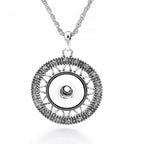 18mm Round Openwork Rhinestone Snap Button Charm Necklace