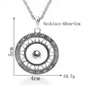 18mm Round Openwork Rhinestone Snap Button Charm Necklace
