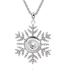 18mm Snowflake Rhinestone Snap Button Charm Necklace