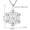 18mm Snowflake Rhinestone Snap Button Charm Necklace
