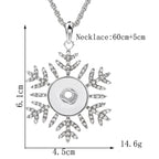 18mm Snowflake Rhinestone Snap Button Charm Necklace