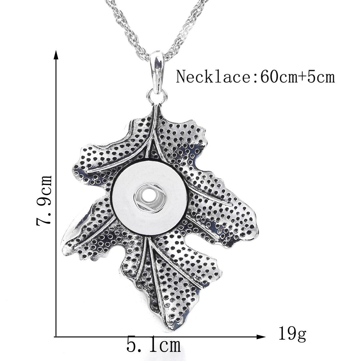 18mm Vintage Leaf Interchangeable Snap Charm Necklace