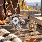 18mm Vintage Leaf Interchangeable Snap Charm Necklace
