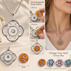 18mm Four-Petal Openwork Interchangeable Snap Charm Necklace