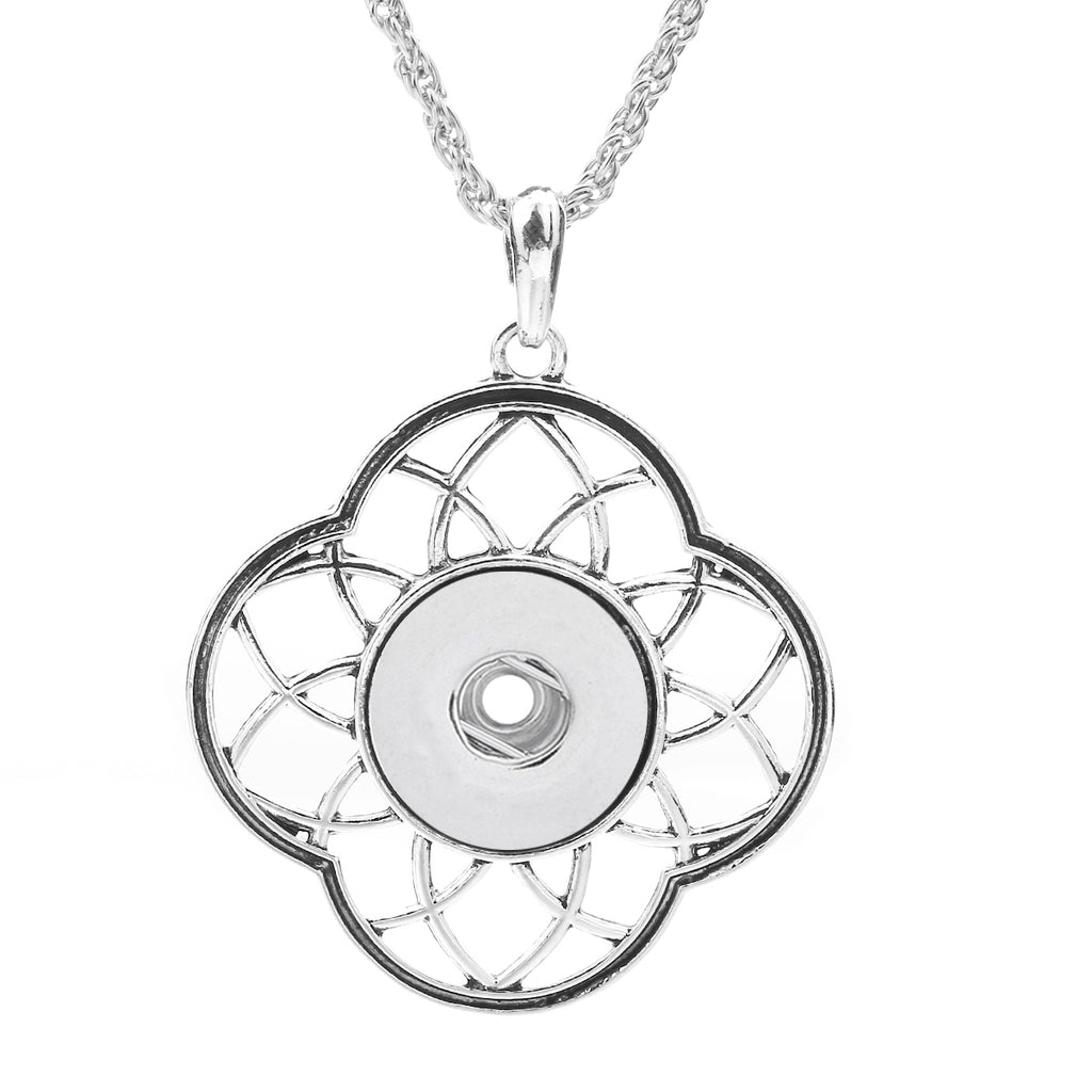 18mm Four-Petal Openwork Interchangeable Snap Charm Necklace