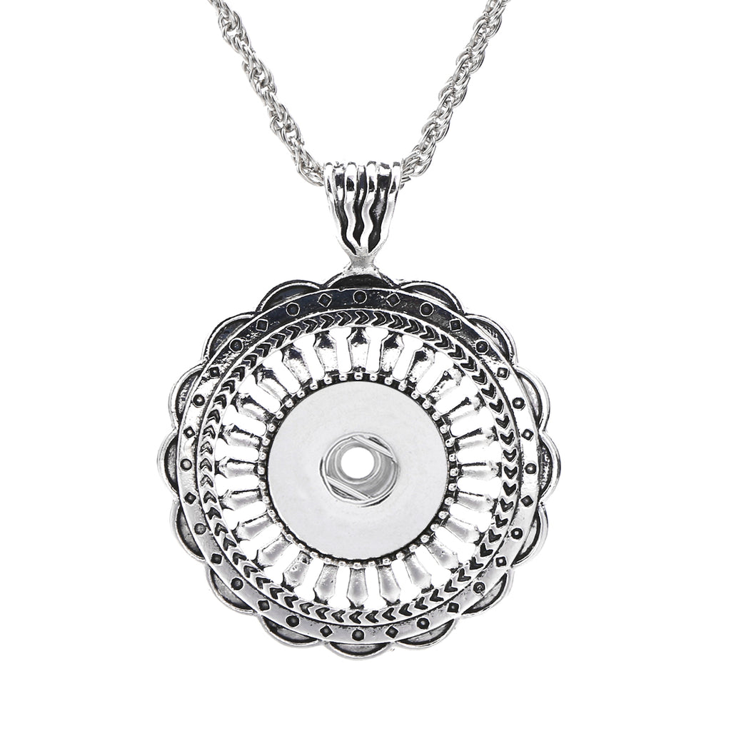 18mm Vintage Floral Embossed Interchangeable Snap Charm Necklace