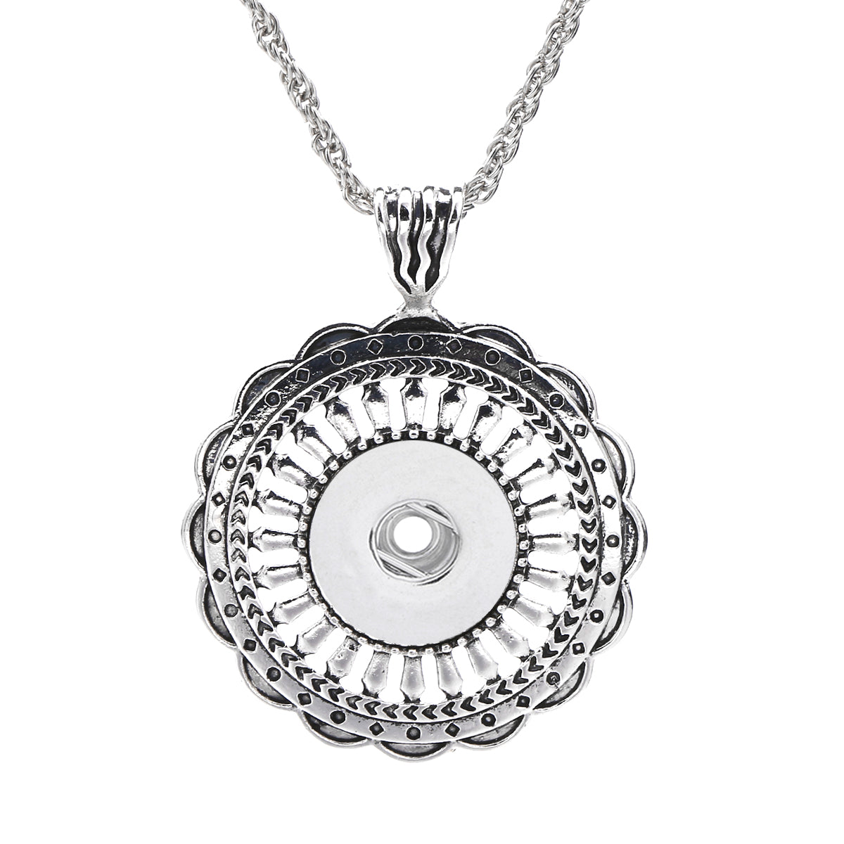18mm Vintage Floral Embossed Interchangeable Snap Charm Necklace